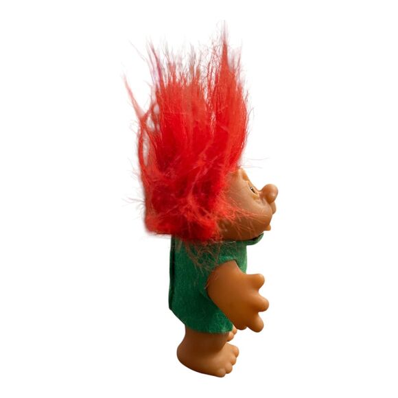 Vintage Dam 1986 Red Hair Troll Doll Green Felt Outfit Figure Norfin 4.5" - Picture 4 of 5